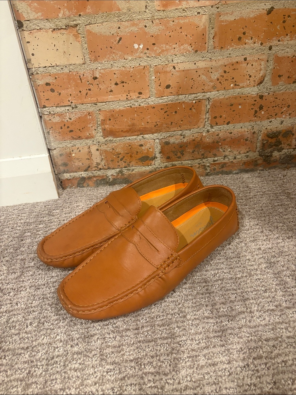 Men’s Tan Leather Slip-On Loafers